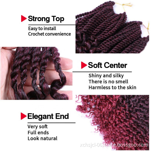 Wholesale Price  Curly Senegalese Twist Crochet Hair Braids Synthetic Crochet Braids Pre-Twisted Flashy Curly End for Women